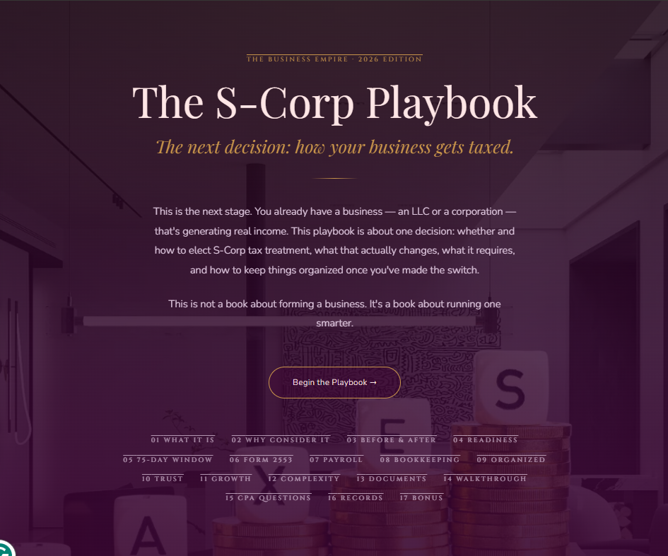 Inside the S-Corp Playbook — 2026 edition introduction